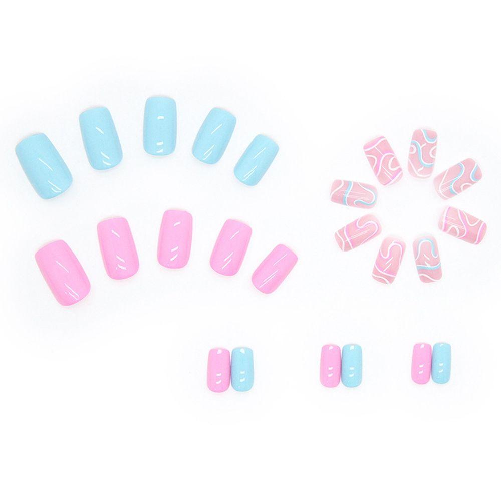 24pcs/Box French Artificial Full Cover Wearable Nail Tips Square Head False Nails Fake Nails