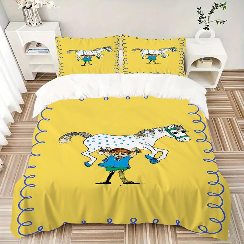 Girl Horse Print 3Pcs Bedding Setduvet Cover With 2 Bedropillowcase Home Birthday Gift