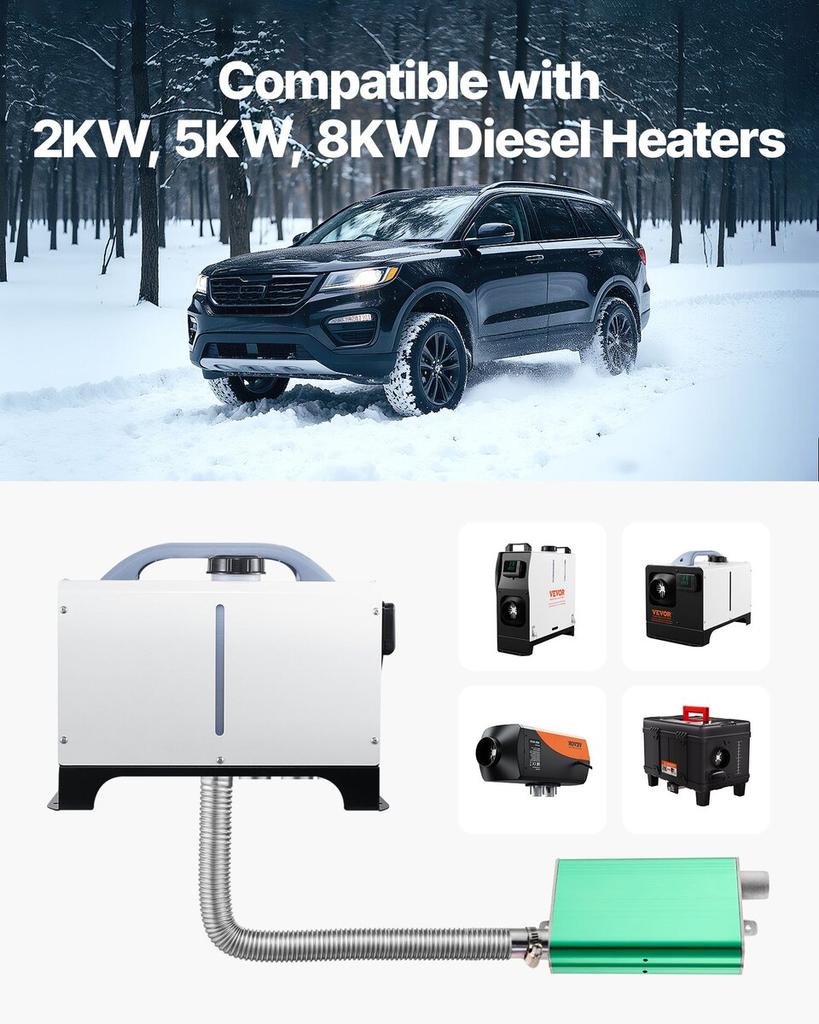 Diesel Heater Muffler, 24mm Diesel Heater Muffler Upgrade, Parking Heaters Mufflers Fit with 2 Clamps and Screws, Aluminum Alloy Upgraded Exhaust Pipe