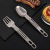 Reusable Folding Fork and Spoon Stainless Steel Travel Folding Spoon Camping Utensils  Camping Trip