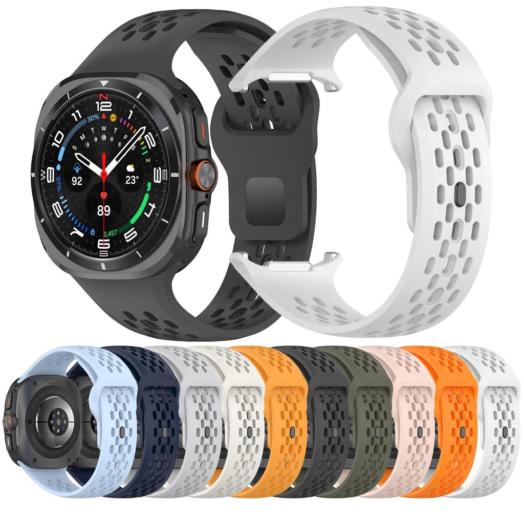 Мягкий силиконовый ремешок для Samsung Galaxy Watch Ultra 2025, спортивный ремешок с зазорами для Galaxy Watch 47 мм Ultra, аксессуары.