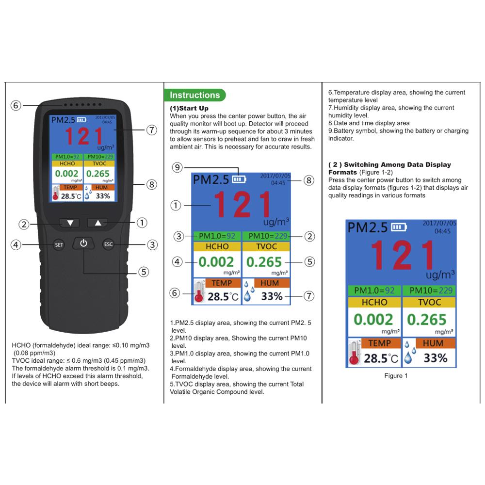Крытый портативный детектор PM2.5, многофункциональный термогигрометр, домашний ЖК-цифровой детектор воздуха