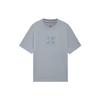 Li Ning Imaginative Logo Embroidered Print Round Neck Pullover Short Sleeve T-Shirt Unisex T-Shirt Mist-Blue AHSS098-3