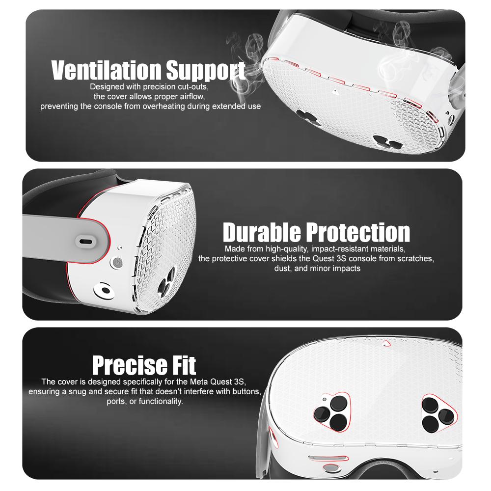 Защитный чехол для головы Meta Quest 3S, кристальный чехол для хоста Q3S, крышки для линз, VR-аксессуары
