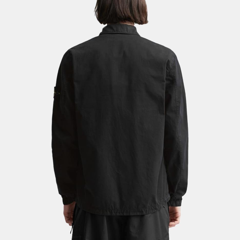 STONE ISLAND Хлопчатобумажный холст с начесом, куртка-рубашка на молнии 'Черный', мужская 7815106WN-V0129