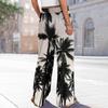 Women Summer Boho Palazzo Pants High Waist Wide Leg Rinting Casual Trousers With Pockets