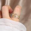 14-каратное настоящее золотое покрытие изысканное кольцо с геометрией AAA циркония двойное элегантное женское свадебное вечернее регулируемое кольцо