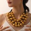 Multi-layered Vintage Beads Choker Necklace for Women Holiday Party Jewelry Gifts