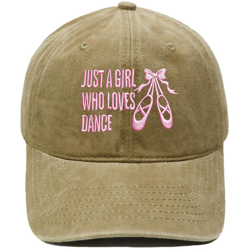 Bow dance shoes letter embroidery baseball cap washed retro dad hat men's and women's casual versatile sun hat