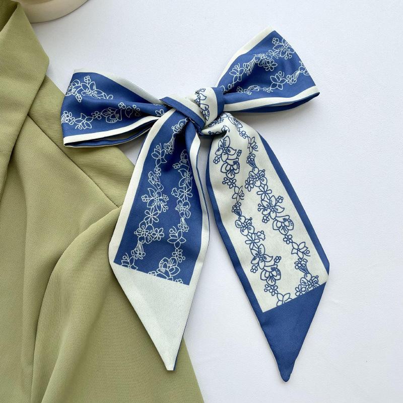 Long Silk Scarf, High-end New Versatile Hair Tie Streamer, Atmosphere Ribbon, Spring and Summer Decorative Scarf, Tied Bag Streamer