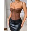 Sexy Sexy Gathered Corset Eyelash Lace Lace Perspective Pure Desire Sling Corset Sling Tops