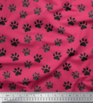 Розовый японский креп-сатин ткань трафарет льва лапка животного декор ткань напечатанный метр 42 дюйма