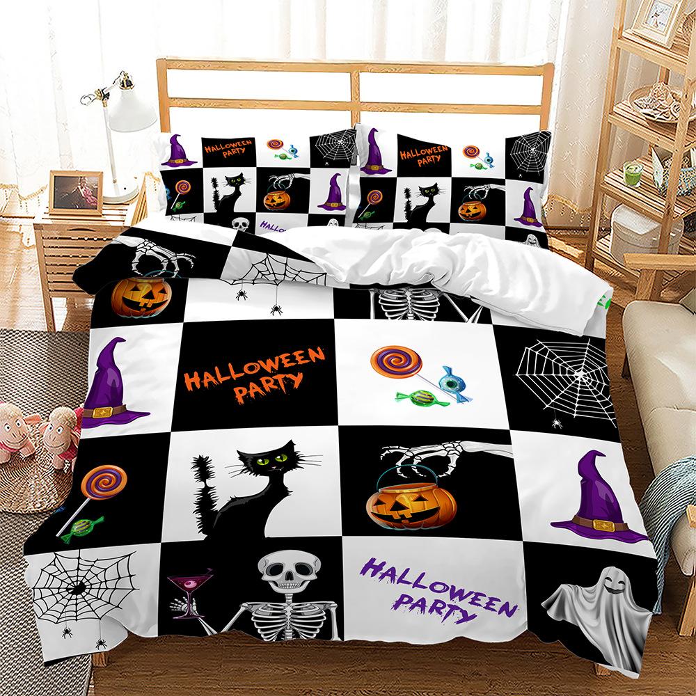 Halloween Pumpkin Ghost Three-Piece 3D Digital Printing Four-Piece Quilt Cover