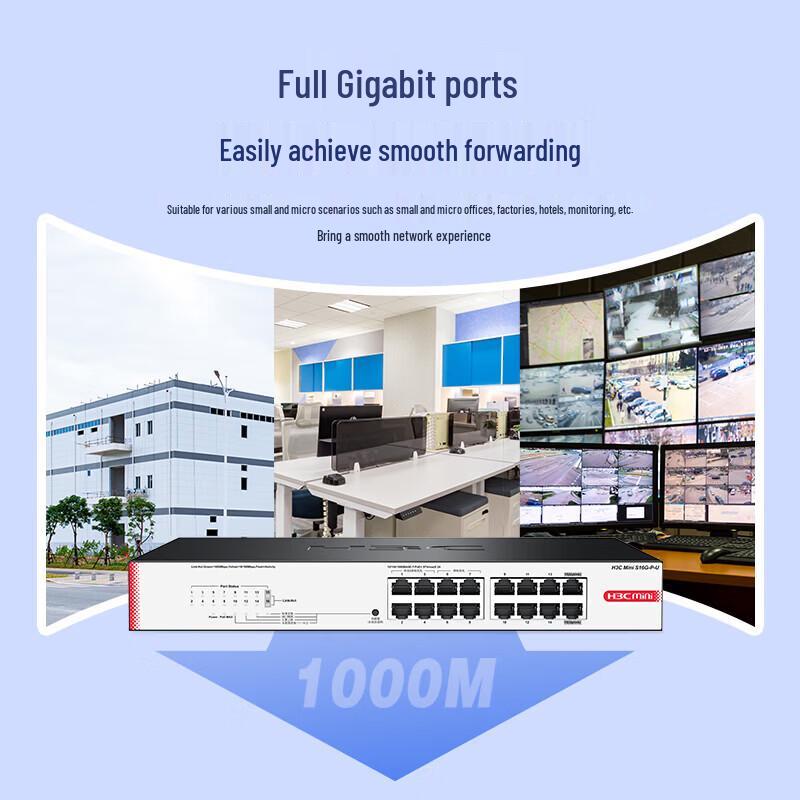 H3C S16G-P-U 16-Port Gigabit PoE Managed Switch