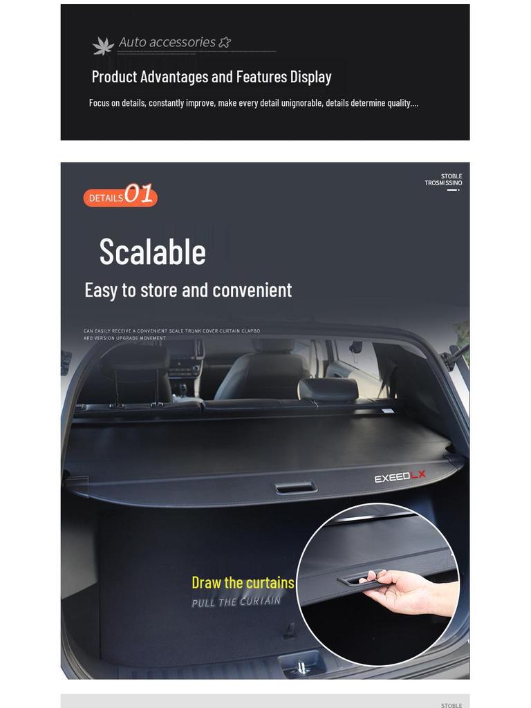 Exeed LX Trunk Cover & TXL Sunshade Rear Storage Partition