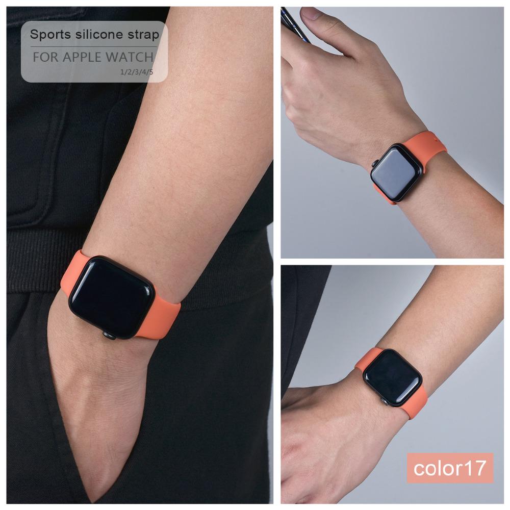 Мягкий силиконовый спортивный ремешок для Apple Watch 6 SE 5 4 3 2 1 38 мм 42 мм резиновый ремешок для часов для Iwatch series 5 4 40 мм 44 мм