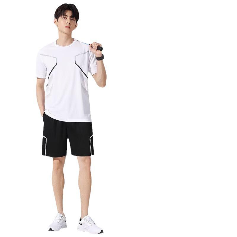 Унисекс быстросохнущий повседневный беговой костюм Ice Silk - большой размер, короткий рукав