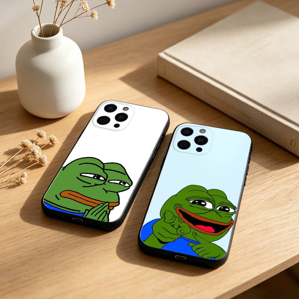 Смешной Чехол Для Телефона с P-Пепе Лягушонком Для iPhone 17,16,15,14,13,12,11 Plus,Pro,Max,Mini Силиконовый черный Мягкий Чехол