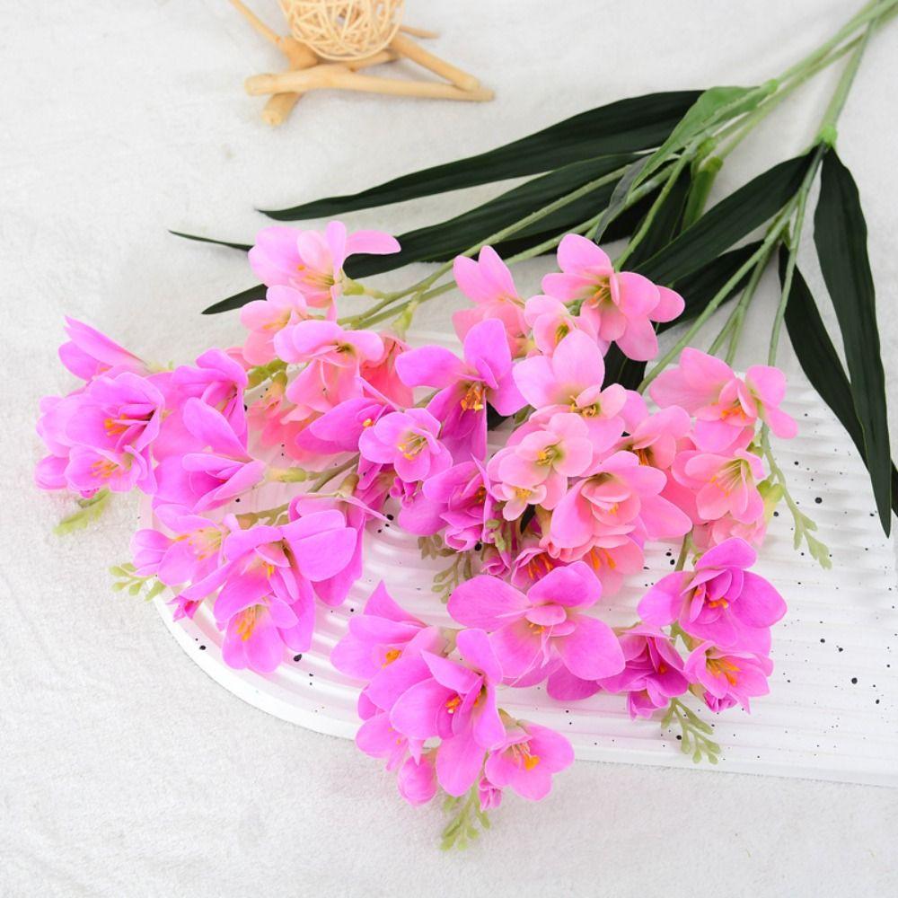 Realistic Artificial Freesia Flowers 2 Fork Simulation Whelan Flower Wedding Party Decor