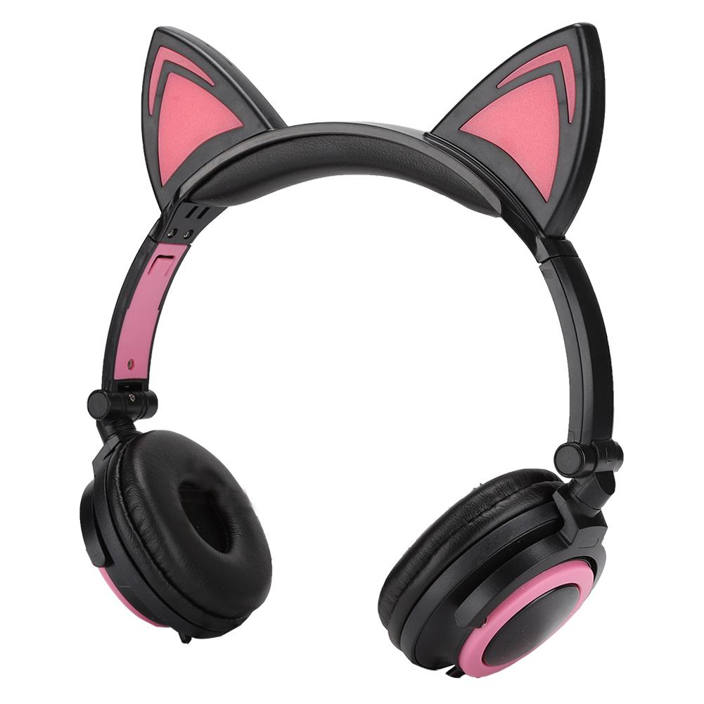 CL107 Cat Ear Foldable Music   USB Headphone Earphone with LED Light for PC Mobile Phone