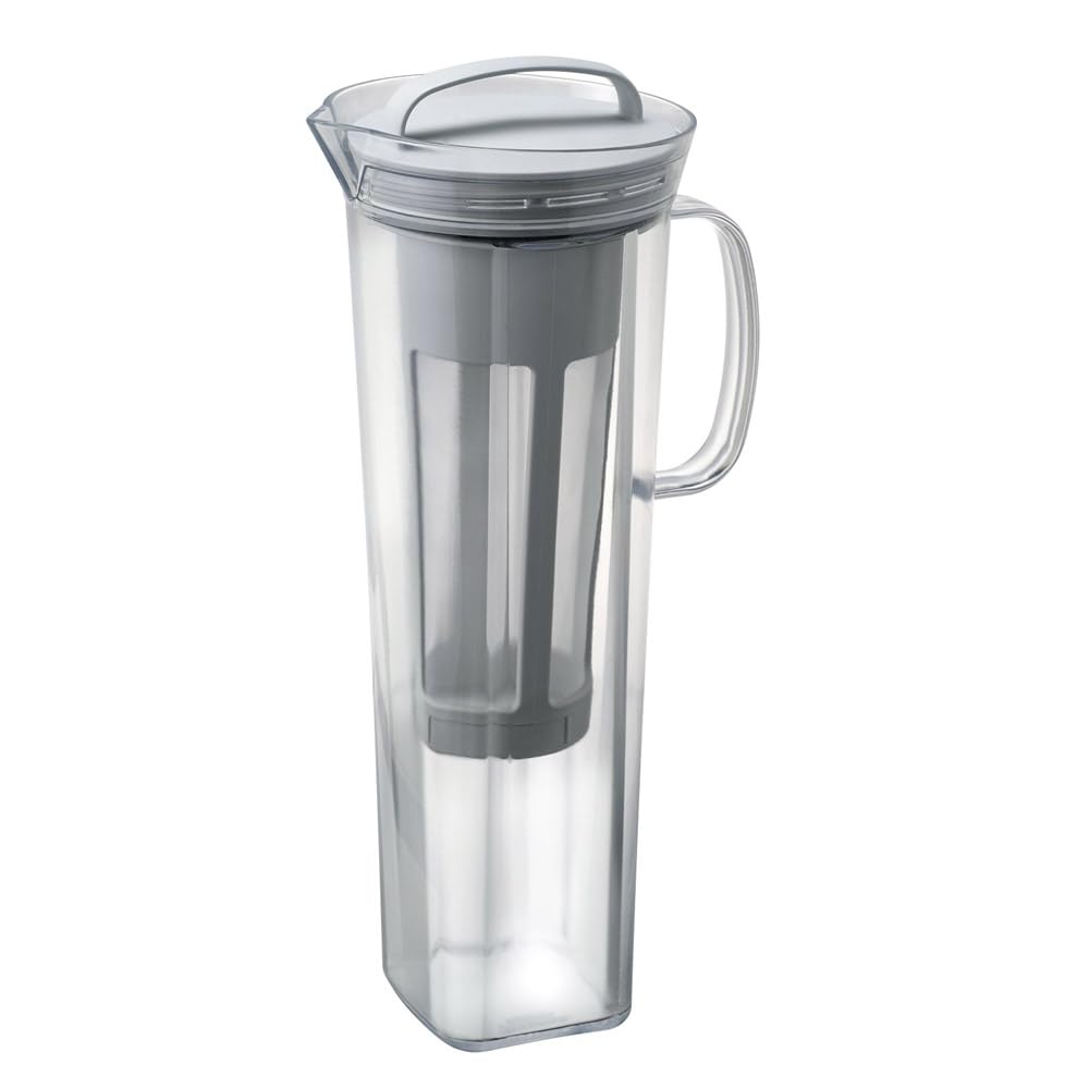 HARIO Cold Brew Tea Pitcher, Lily, 1200mL, for Cold Brew Tea and Coffee, Dishwasher Safe, Tritan Pale Gray, CBL-12-PGR