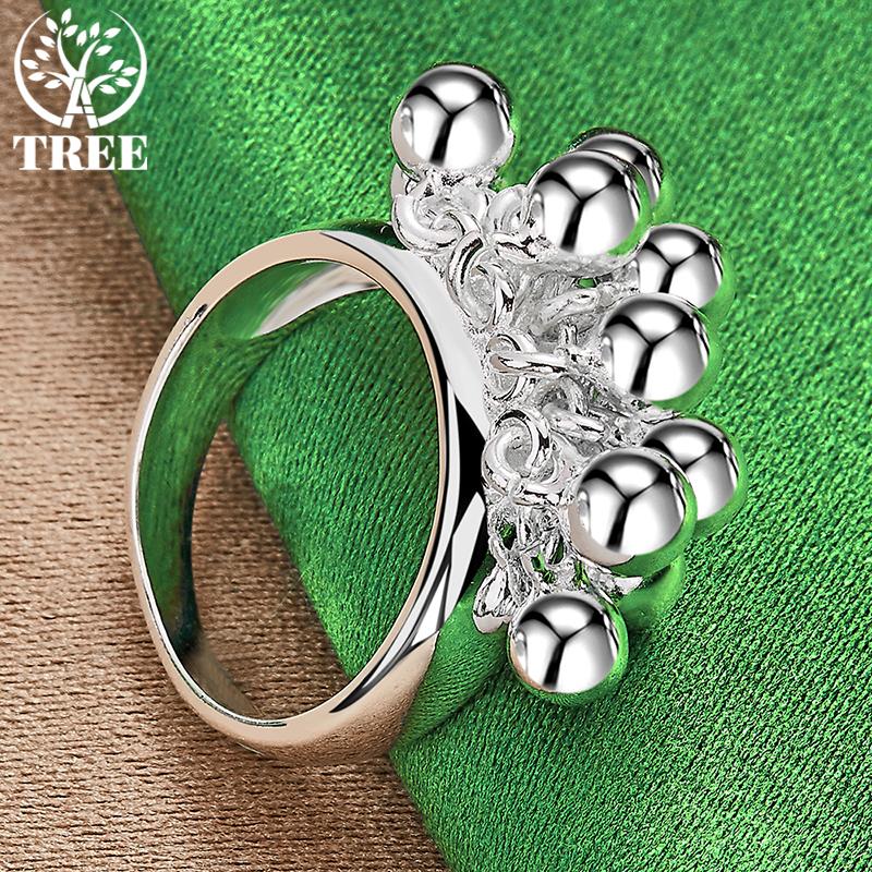 925 Sterling Silver Many Smooth Grape Beads Ring For Women Party Birthday Engagement Wedding Charm Jewelry Gift Free Shipping