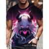 Summer Round Neck 3D Anime Character Print Top Fashionable Casual Short Sleeved Men's T-shirts