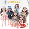 30CM Mini Movable 12Jointed Doll Girls Toy 3D Big Eyes BJD Princess Full Outfits Dresses Collection Childrens Doll Gift