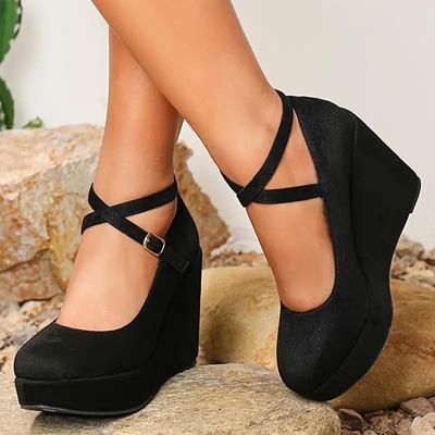 Женские туфли на танкетке из кожи в стиле ретро: Круглый носок, толстая подошва, водонепроницаемая платформа, шнуровка, высокий каблук, идеально подходит для весны и осени