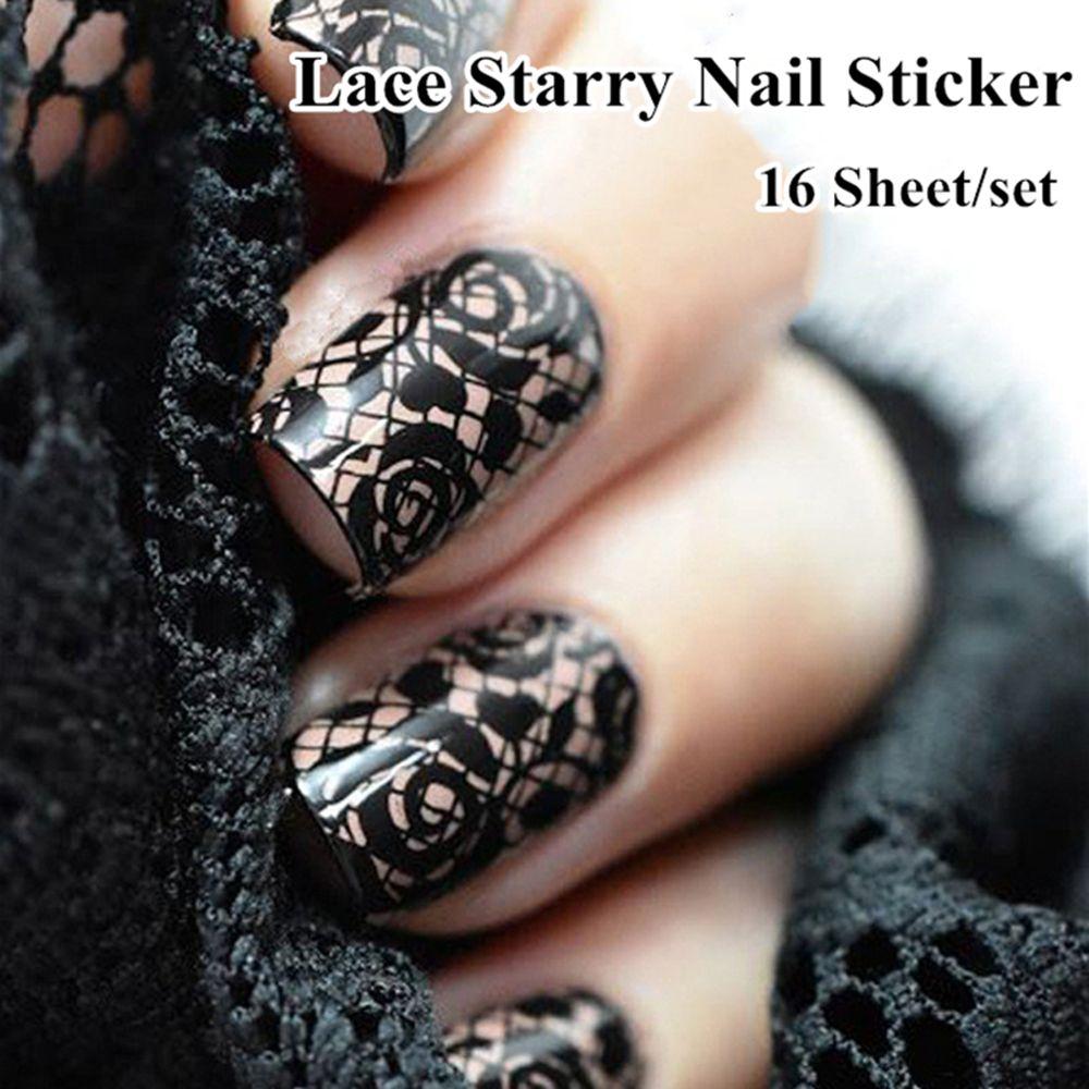 Красота Ногтей Фольгированная Наклейка Звездное Небо Переводная Бумага Набор Фольги для Ногтей Черный Белый Кружевной Стикер для Нейл-Арта