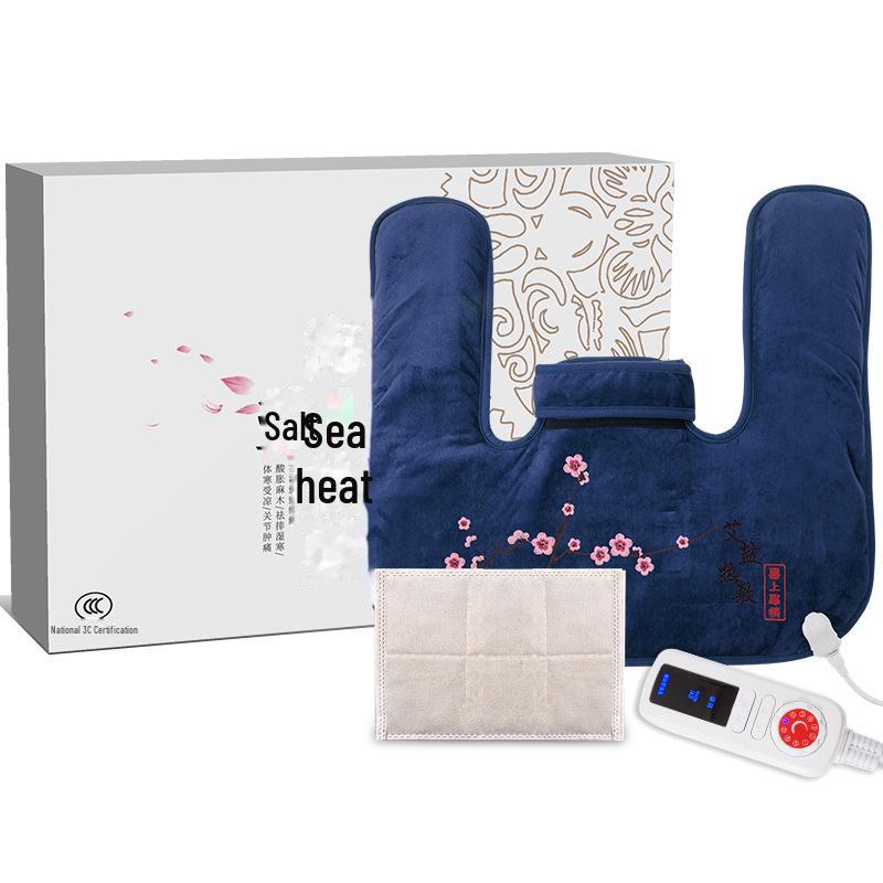 Electric Heating Shoulder and Neck Therapy Pad with Moxa Salt and Coarse Sea Salt Compress