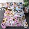 Cute Dogs Print Bedding Set Puppy Animal Duvet Cover Set Watercolor Pastel Dog Paw Comforter Cover Pug Dog Lover Bed Set