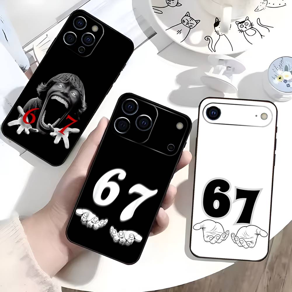 Чехол для телефона Six-Seven 67 для iPhone 17,16,15,14,13,12,11 Plus,Pro Max,XS, Мягкий силиконовый черный чехол