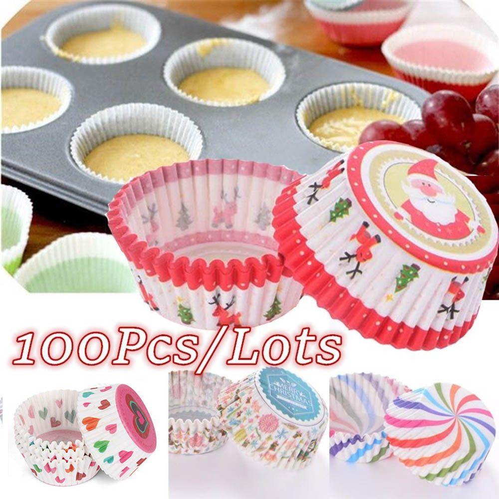 & Kitchen Liner Pastry Tools Muffin Cases Cake Paper Cups Cupcake Wrappers Santa Claus Christmas