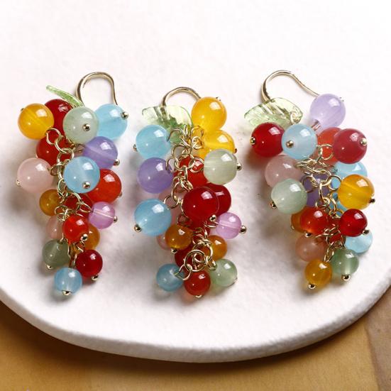 1 шт. Серьги-гроздья в виде винограда, женские серьги-крючки, серьги-фрукты, висячие серьги с искусственным кристаллом, висячие серьги для вечеринок и клуба