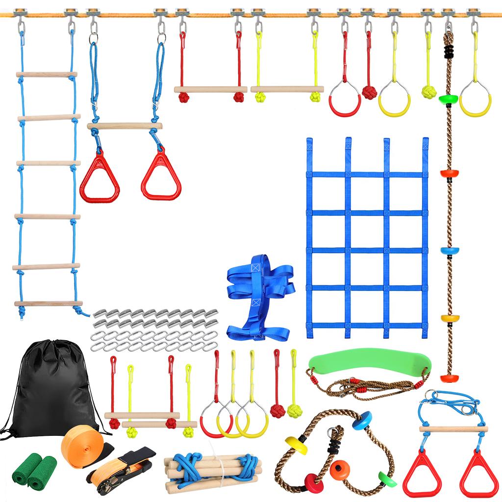 Kids Climbing Obstacle Kit Children Line Hanging Obstacle Course Outdoor Playset Swing Accessories