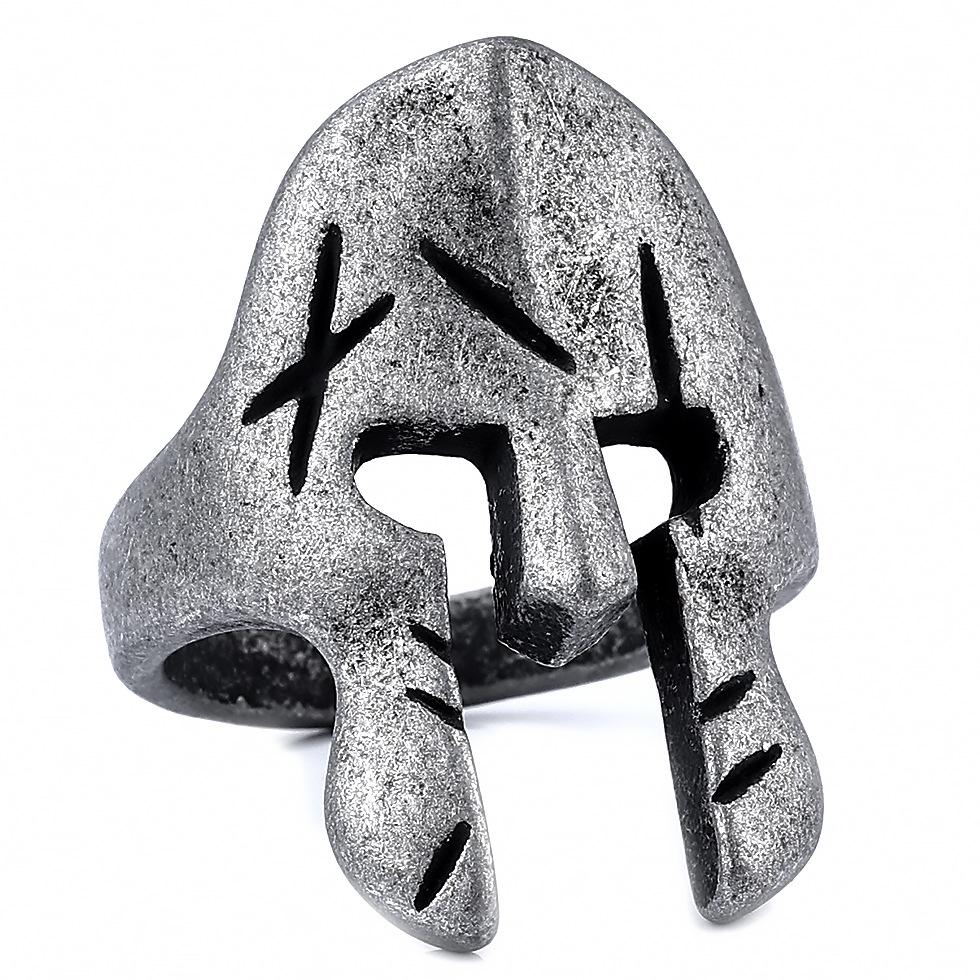 Кольцо-маска из серебра 925 пробы, спартанский воин, черная маска, мужское и женское кольцо в стиле ретро