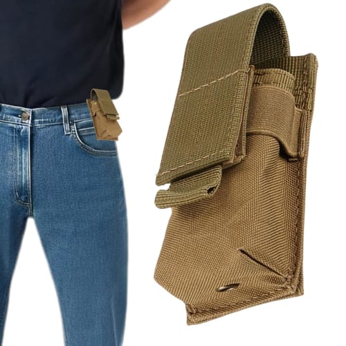 Flashlight Pouch | Flashlight Holder Holster | Elastic Cord Buckle Closure Torch Carry Case Light Nipper Military Fan Flashlight Bag Small Single Tool