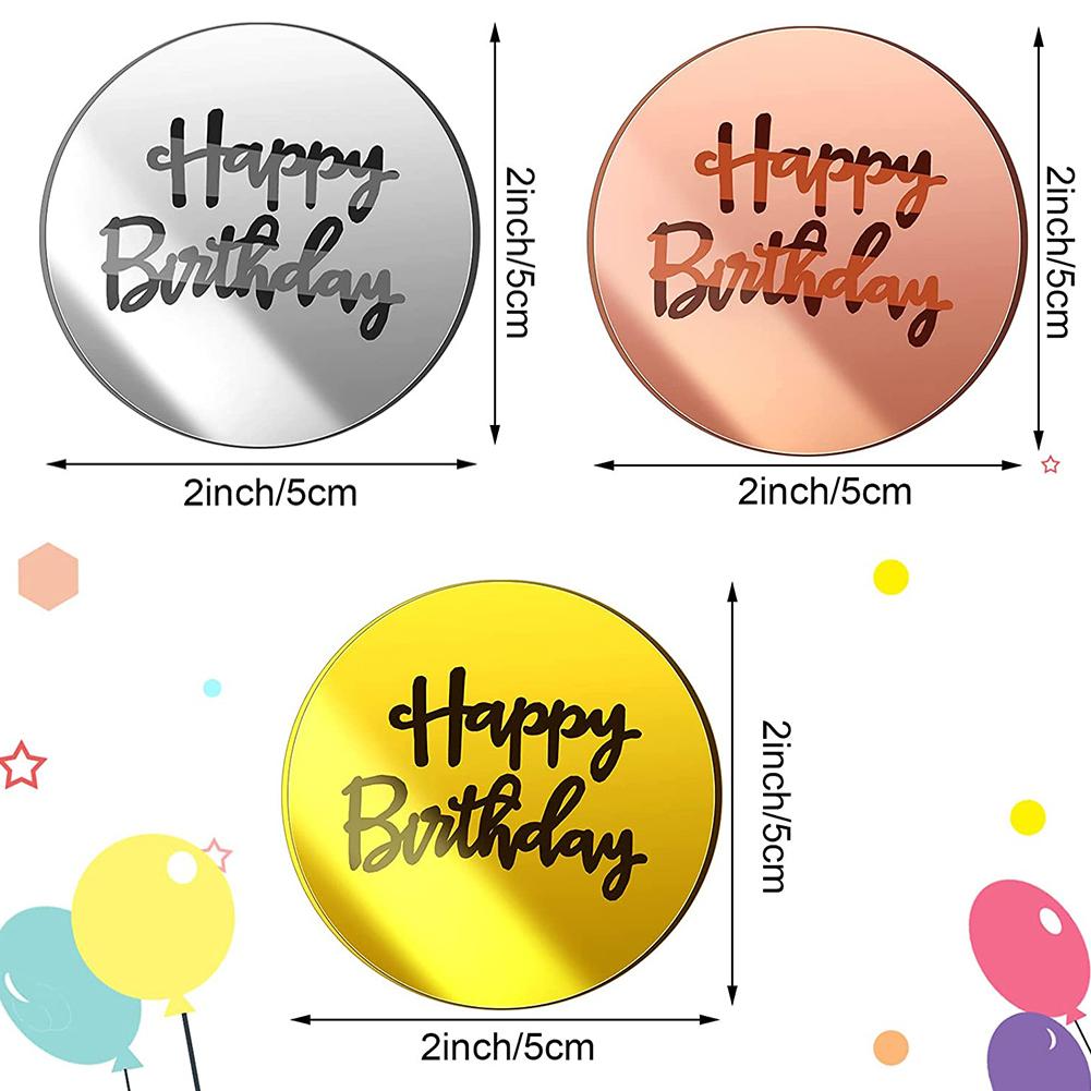 20 Pcs Mirror Cupcake Toppers Reliable Reusable Exquisite Diy Acrylic Cake Disc For Birthday Party Anniversaries Decorations