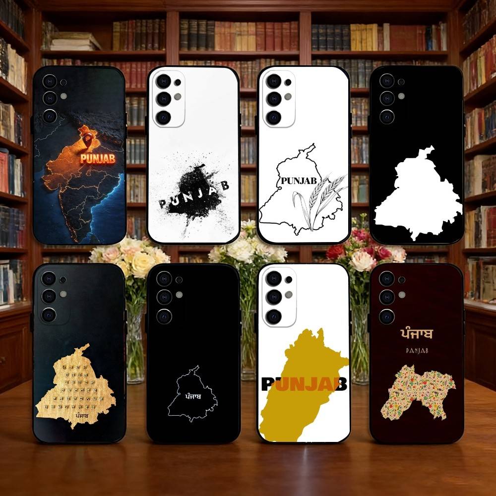 Punjab Map Phone Case For Samsung S25,S24,S21,S22,S23,S30,Ultra,S20,Plus,Fe,Lite,Note,10,Black Cover