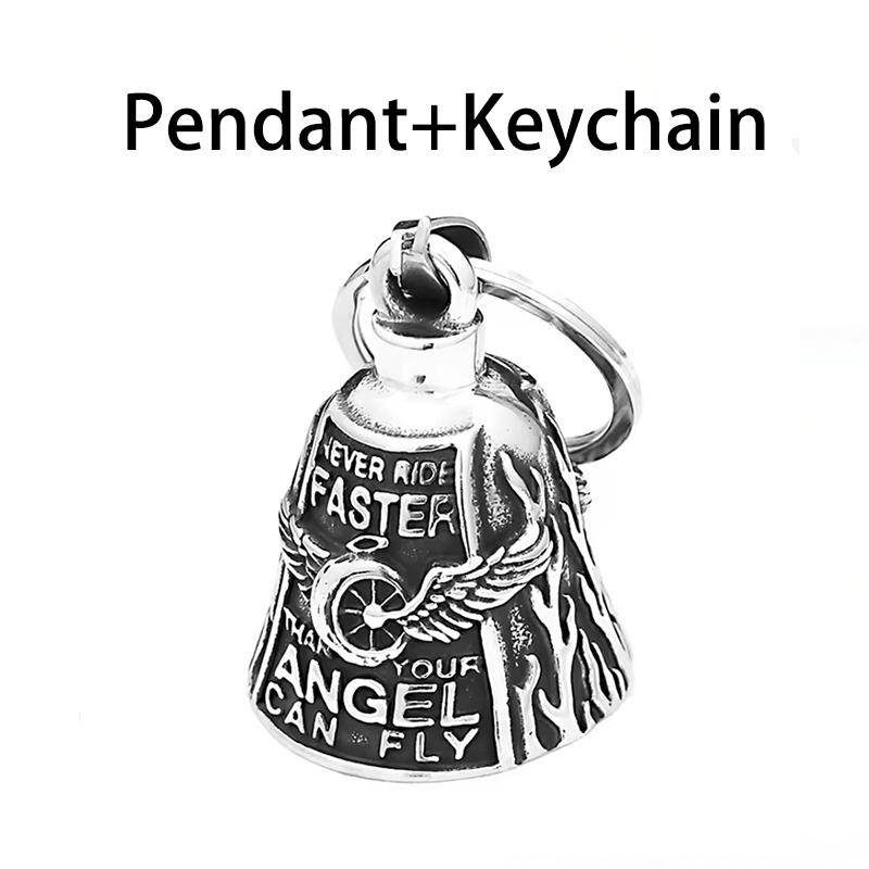 Vintage Stainless Steel Luck Bell Pendant Charm Riding Amulet Necklaces For Men Fashion Motorcycle Hip Hop Rock Party Jewelry