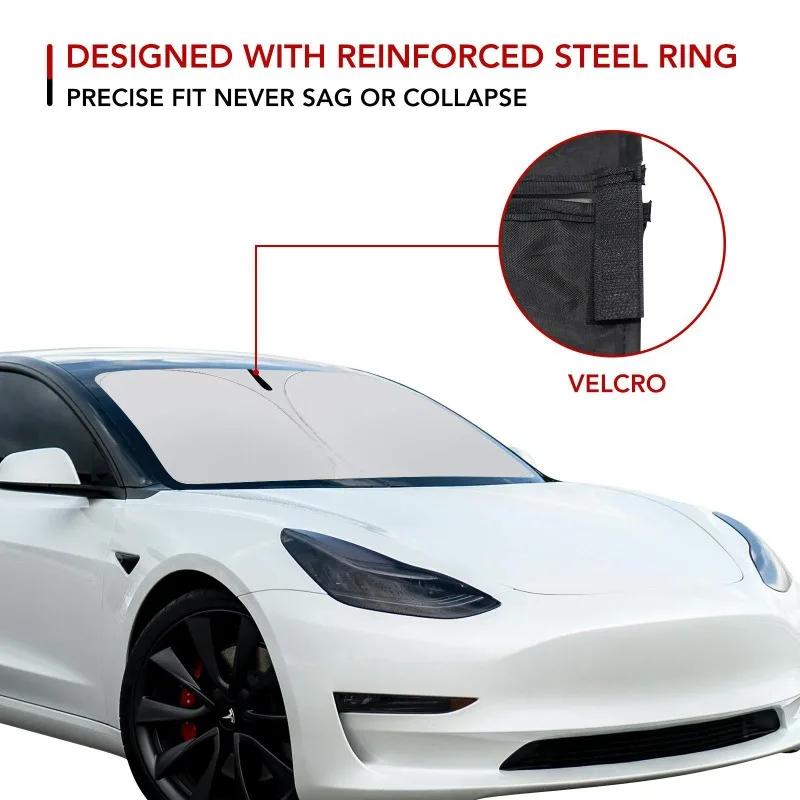 Солнцезащитный козырек для Tesla Model 3 / Y, Утолщенная складная защита лобового стекла от солнца с теплоизоляцией, блокировкой УФ