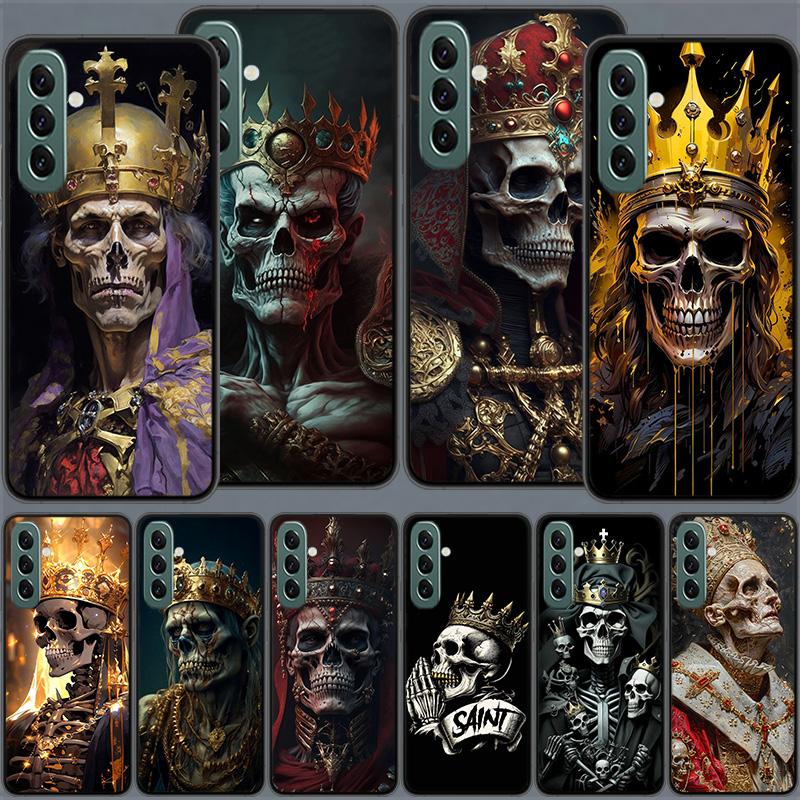 Crown Skeleton Emperor Phone Case for Samsung A54 A14 A24 A34 A17 A37 A57 A55 A35 A25 A15 A07 A05S A04S A12 A22 A32 A52S A72 Gal