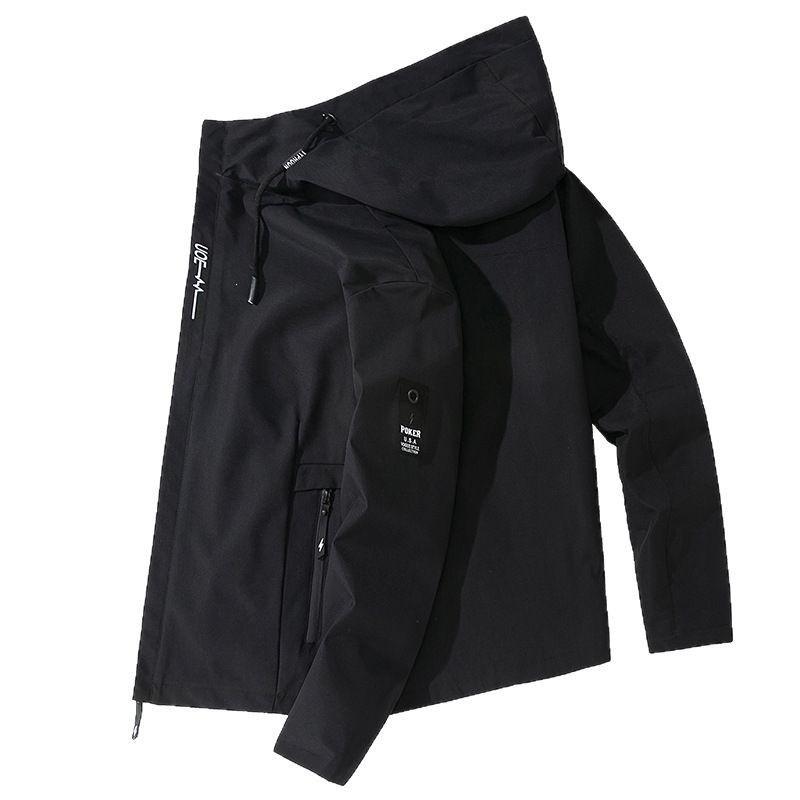 Mens Hooded Casual Sport Jacket Lightweight Windproof Outerwear Youth Fashion