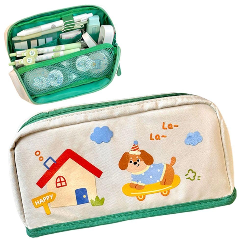 Can Stand Cartoon Pen Bag INS Multi-layer Stationery Bag Lovely Pencil Storage Bag Back To School