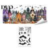 Waterproof Holiday Window Film Halloween Clings, Pumpkins Skeletons Ghosts And Bats Print Decorative Indoor Outdoor Glass Ornaments