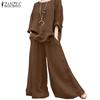 Women Long Sleeve Blouse and Trousers Casual Two Piece Sets