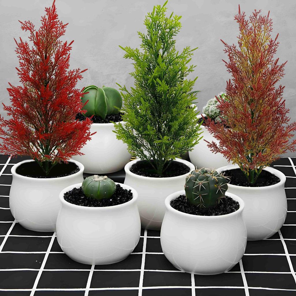 Artificial Mini Cypress Christmas Potted Plant - Festive Greenery Ornament