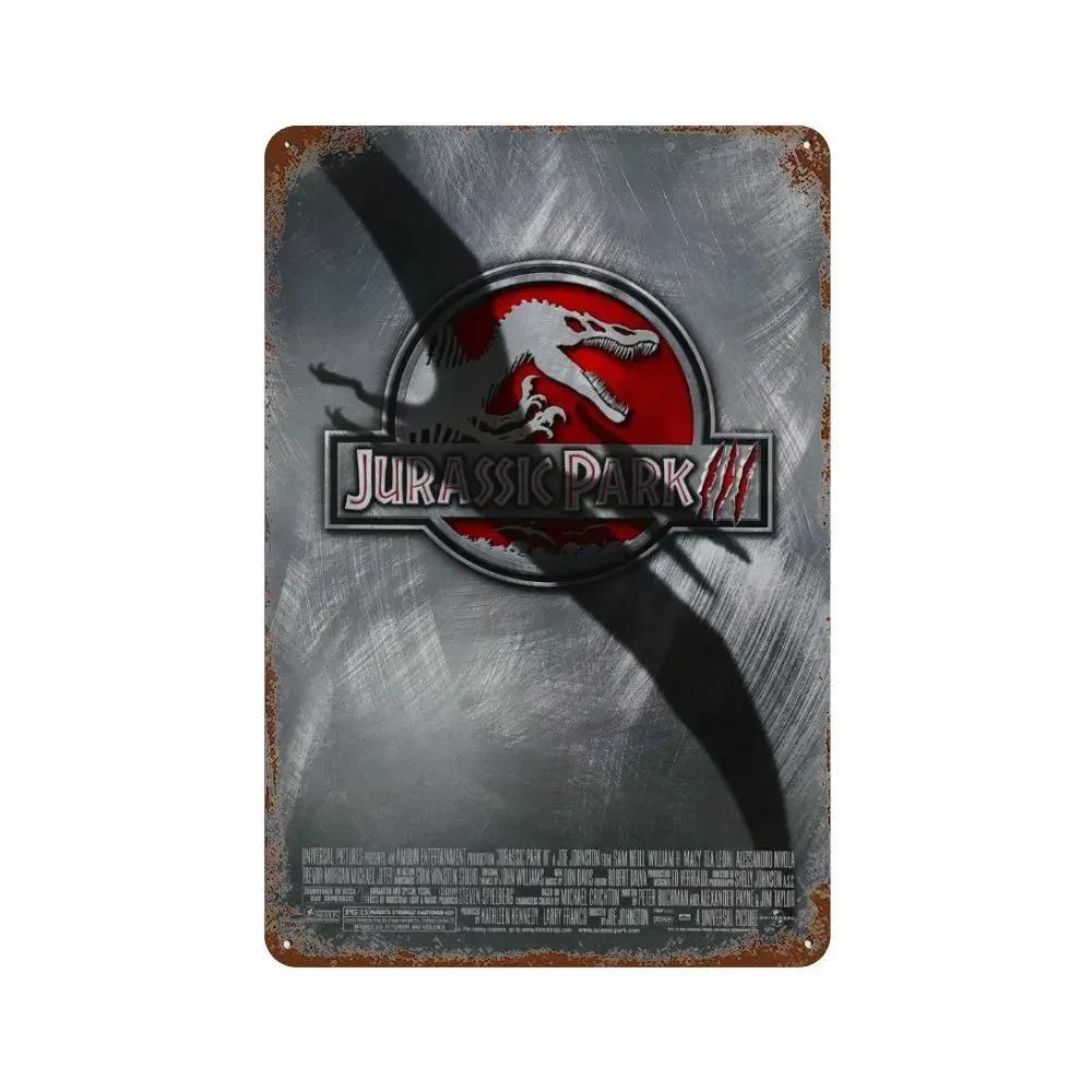 Jurassic Park Dinosaur Science Fiction Movie Sign Decor Metal Plate Poster Vintage Tin Sign Garage Man Cave Plaque Decoration