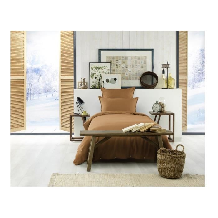 Housse de couette - Candice - 140 x 200 cm - Flanelle - Marron - Lavable en machine